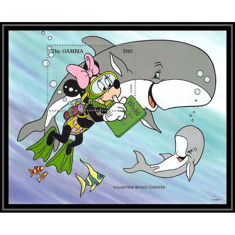 80024 Mi N°283 Gambie gambia minnie whale counter disney bloc (BF) neuf ** MNH 1996