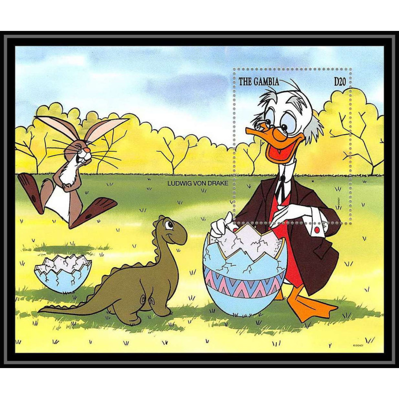 80035 Mi N°223 Gambie gambia ludwig von drake Donald disney bloc (BF) neuf ** MNH 1994