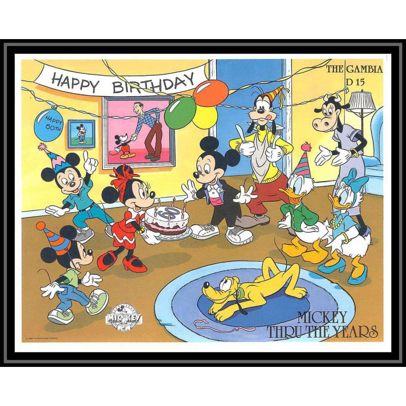 80039 Mi N°60 Gambie gambia Mickey thru the years disney bloc (BF) neuf ** MNH 1989