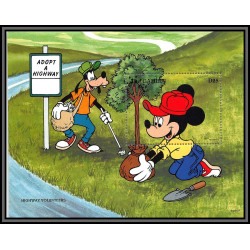 80255 Mi N°282 gambia gambie mickey mouse adopt a highway volunteers dingo disney toys disney bloc BF neuf ** MNH 1996