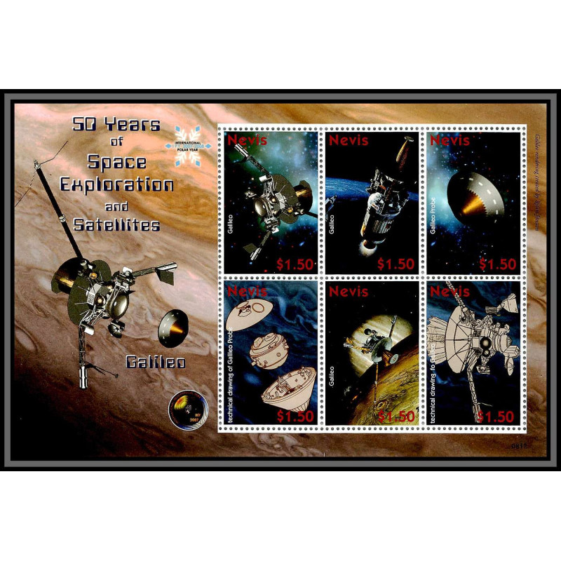 80504 Nevis Mi 2302-2307 50 years of Space explorations an satellites TB neuf ** MNH espace galileo 2008