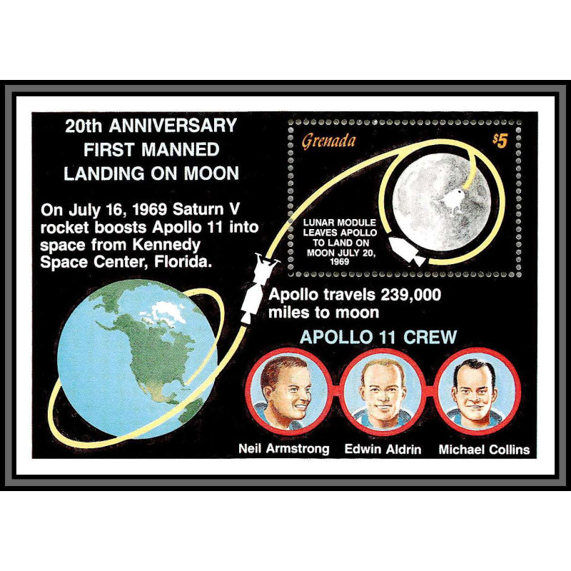 80510 grenada N°225 Apollo 11 Moon Landing 20th anniversary TB neuf ** MNH espace (space) 1989 