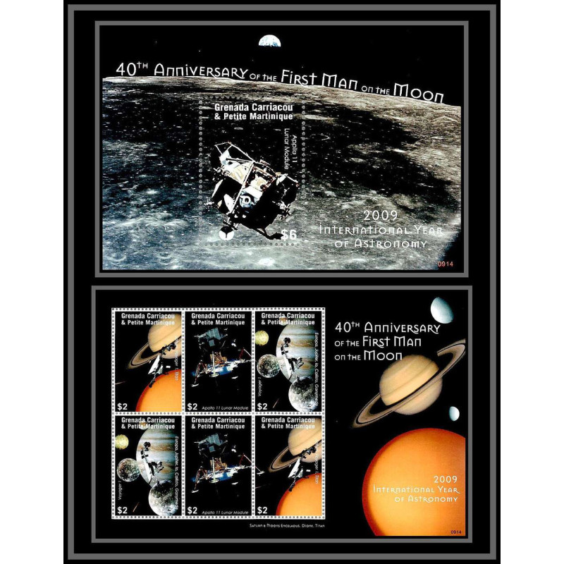 80552 mi 4530/4532 + BF 40th anniversary BF first man on the moon grenada carriacou TB neuf ** MNH espace space 2009
