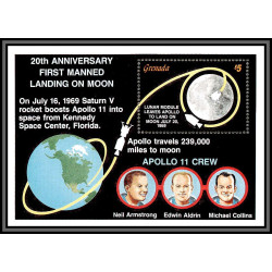 80566 grenada grenade MI N°225/226 20th anniversary first manned landing on moon TB neuf ** MNH espace (space) 1989