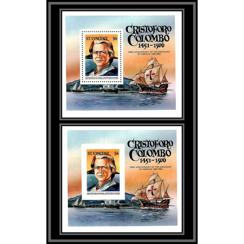 80568 st vincent y&t N°24 A Christophe Colomb 500th anniversary 1986 neuf ** MNH columbus colombo + imperf non dentelé