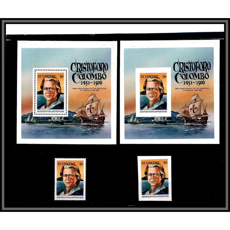 80568b st vincent y&t N°24 A Christophe Colomb 500th anniversary 1986 neuf ** MNH columbus colombo + imperf non dentelé