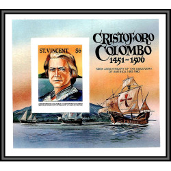 80568c st vincent y&t N°24 A Christophe Colomb 500th anniversary 1986 neuf ** MNH columbus colombo imperf non dentelé