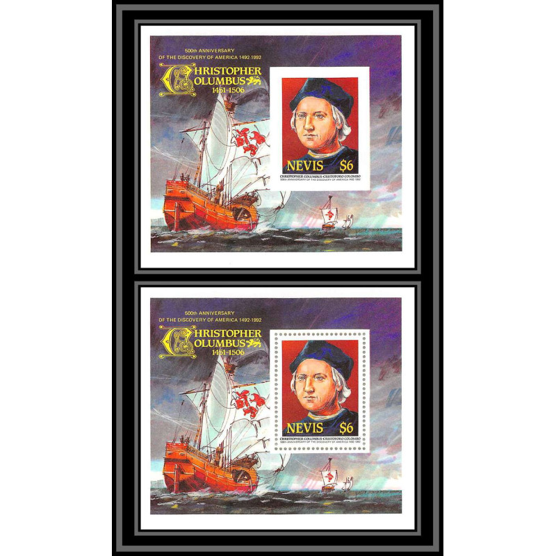 80570b NEVIS y&t N°9 A/B Christophe Colomb 500th anniversary 1986 neuf ** MNH columbus colombo + imperf non dentelé