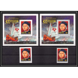 80570c NEVIS y&t N°9 A/B Christophe Colomb 500th anniversary 1986 neuf ** MNH columbus colombo + imperf non dentelé