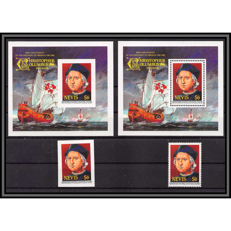 80570c NEVIS y&t N°9 A/B Christophe Colomb 500th anniversary 1986 neuf ** MNH columbus colombo + imperf non dentelé