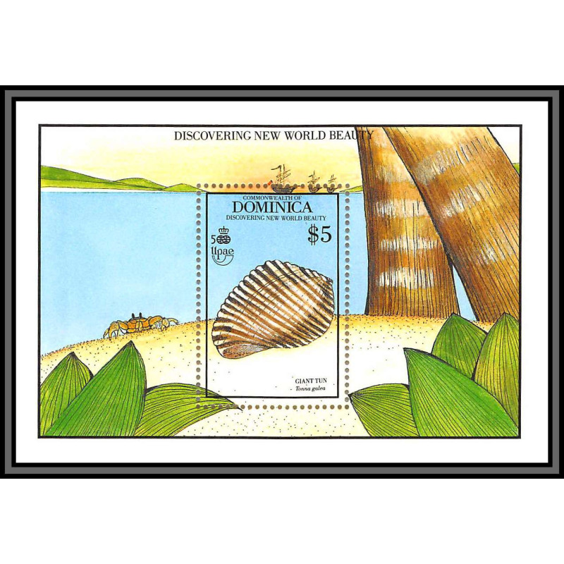 80656 dominica dominique mi BF N°166 TB neuf ** MNH Giant tun Sea shells Tonna galea dolium 1990 coquillages