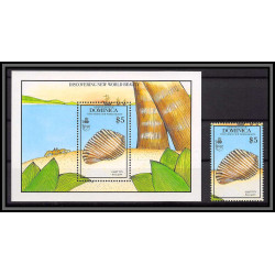 80656b dominica dominique mi BF N°166 + timbre TB neuf ** MNH Giant tun shell shells Tonna galea dolium 1990 coquillages