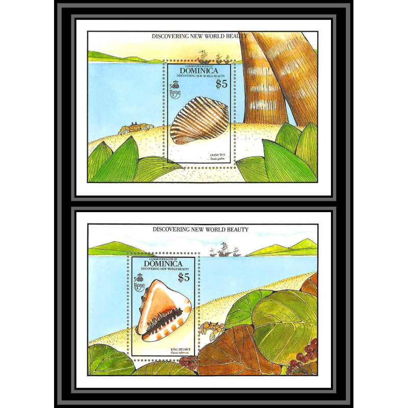 80656g dominica dominique mi BF N°166/167 ** MNH Giant tun Sea shells king helmet Tonna galea dolium 1990 coquillages