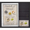 80657f Seashells of grenada mi N°343 + timbre TB neuf ** MNH poissons fishes lumpet Shells 1993