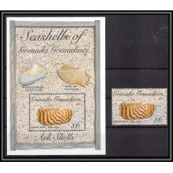 80657g Seashells of grenada grenadines y&t N°279 + timbre ark shells coquillages TB neuf ** MNH 1993
