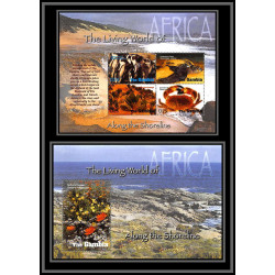 80667 gambie gambia N°5494/7 + BF gerbera poissons fishes along the shoreline turtle crab penguin 2005 ** MNH
