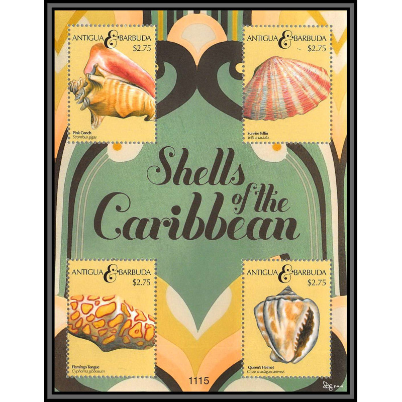 80672c antigua & barbuda mi BF N°4918/4921 ** MNH shells shell coquillages 2011