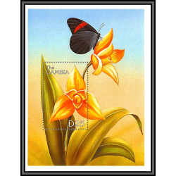 80756 gambia gambie YT N°428 TB neuf ** MNH papillons butterflies Schmetterlinge 1999 Orchidées ORCHIDS