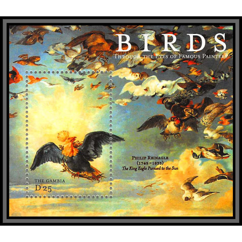 80847b gambia gambie mi N°491 aigle eagle Tableau (Painting) reinagle oiseaux birds bird Tableau Painting 2000 ** MNH 