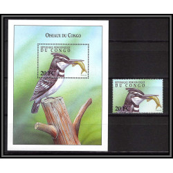 80853b congo MI BF 91 + timbre Martin-pêcheur Ceryle rudis Kingfisher TB ** MNH oiseaux birds 2000
