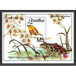 80855 lesotho Mi N°114 rana nigromaculatus philakorea 1994 palpebrosa Gérygone grenouille frog ** MNH oiseaux birds