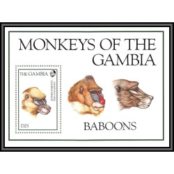 80913 gambia gambie Mi BF N°229 Guinea baboons Babouins singes ape apes monkeys TB neuf ** MNH Animaux animals 1994