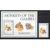 80913b gambia gambie Mi BF N°229 +timbre Guinea baboons Babouins singes ape apes monkeys ** MNH Animaux animals 1994