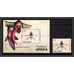 81009b gambia gambie mi BF N°826 + timbre orchidées orchids Ancistrochilus neuf ** MNH fleur flowers flower fleurs 2001