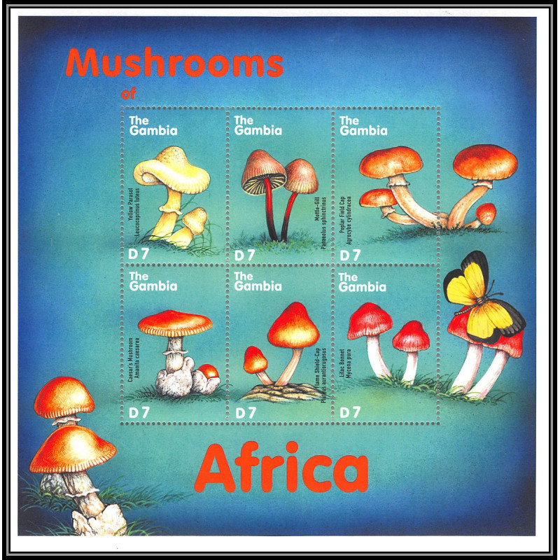 81147 gambie gambia y&t N°3167/3172 psilocybe Champignons afrique mushrooms funghi Pilze ** MNH 2000
