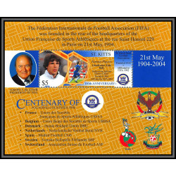 81261 st kitts YT 1172/1175 Bf 68 100 years centenary fifa albertini romario brazil muller ** MNH Football soccer 2004