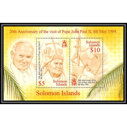 81605 solomon islands 2004 y&t BF N°68 20th anniversary of thr vidit of pape pope jean john paul 2 TB neuf ** MNH