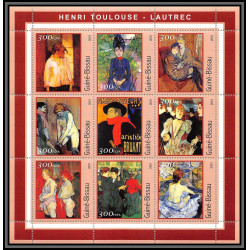 81678 Guinée-Bissau 2001 y&t 972/980 henri toulouse lautrec TB neuf ** MNH Tableau (Painting)