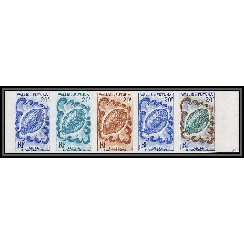 85429 N°167 bande 5 coquillages shells cypraea gastéropodes Wallis et Futuna Essai color proof Non dentelé imperf ** MNH