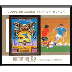 85672 mi Bloc BF N°104 B Munich 74 1974 Football soccer khmère Cambodia cambodge ** MNH OR gold Non dentelé imperf