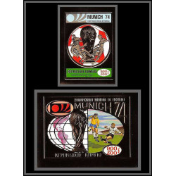 85676b mi N°36 B world cup Munich 74 1974 Football soccer khmère Cambodia ** MNH OR gold Non dentelé imperf