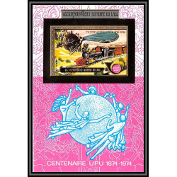 85711 N°64 B train locomotive zepellin UPU laos timbres OR Gold stamps ** MNH Non dentelé imperf