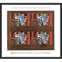 85716b N°560 B Louis Blériot aviation aicraft Comores Comoros timbres OR Gold stamps bloc 4 ** MNH Non dentelé imperf