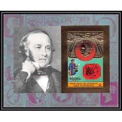 85737a Bloc bf N°198 B Rowland Hill 1978 Penny Black Comores Comoros OR Gold stamps UPU ** MNH Non dentelé imperf