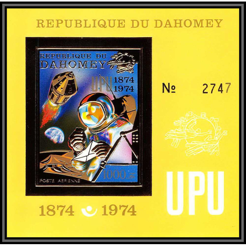 85797/ N°42 B UPU apollo espace (space) dahomey OR Gold stamps ** MNH RRR Non dentelé imperf