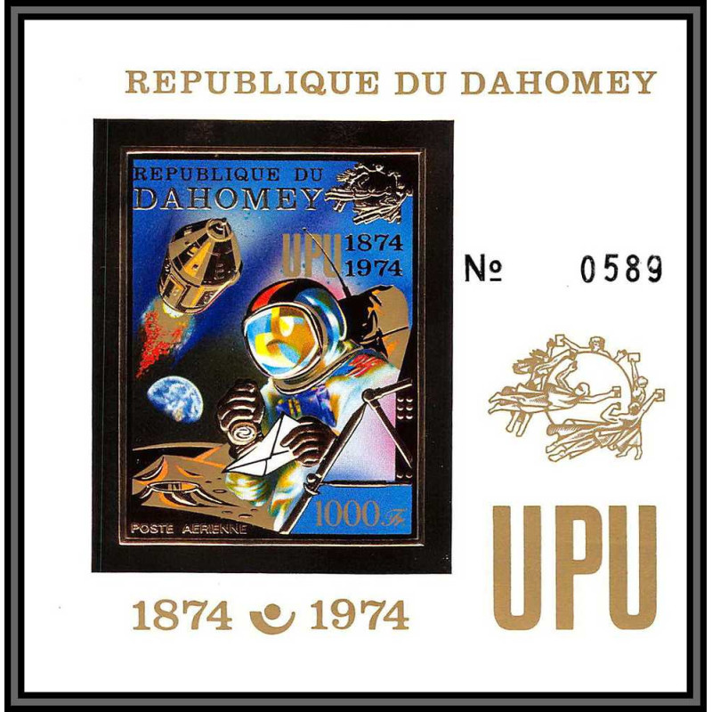 85798/ N°40 B UPU apollo espace (space) dahomey OR Gold stamps ** MNH RRR Non dentelé imperf