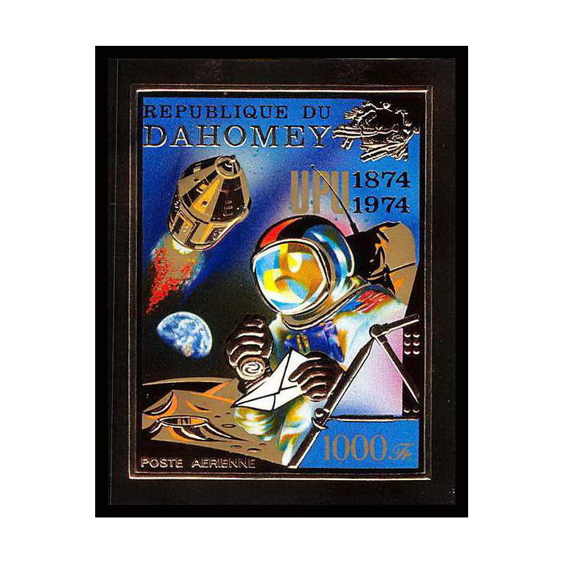 85798b/ N°40 B UPU apollo espace (space) dahomey OR Gold stamps ** MNH RRR Non dentelé imperf