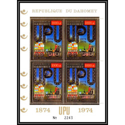 85800/ N°597 A UPU Locomotive train dahomey OR Gold stamps ** MNH bloc 4