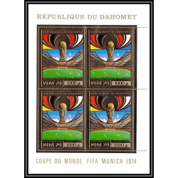 85806/ N°610 A Football soccer munich 1974 dahomey OR Gold stamps ** MNH COTE 60 BLOC 4