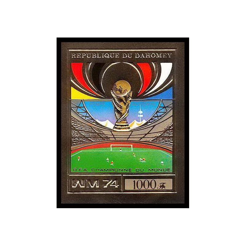 85807b/ N°610 B Football soccer munich 1974 dahomey OR Gold stamps ** MNH Non dentelé imperf 