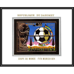 85809/ N°37 B Football soccer munich 1974 dahomey OR Gold stamps ** MNH Non dentelé imperf
