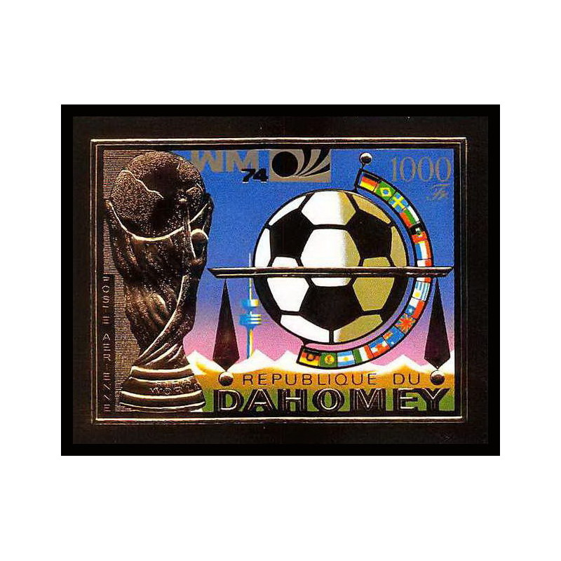 85809b/ N°37 B Football soccer munich 1974 dahomey OR Gold stamps ** MNH Non dentelé imperf