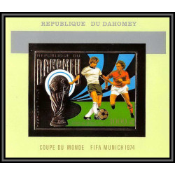 85810/ N°38 B Football soccer munich 1974 dahomey OR Gold stamps ** MNH RRR Non dentelé imperf