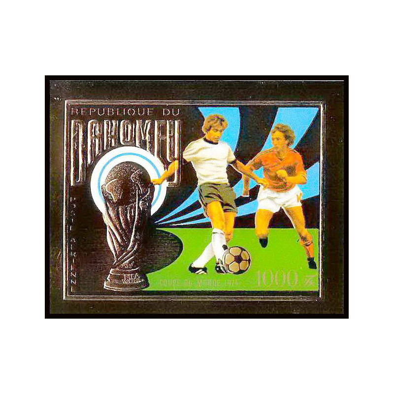 85810b/ N°586 B Football soccer munich 1974 dahomey OR Gold stamps ** MNH RRR Non dentelé imperf