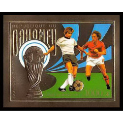 85812b/ N°586 B Football soccer munich 1974 dahomey OR Gold stamps ** MNH Non dentelé imperf