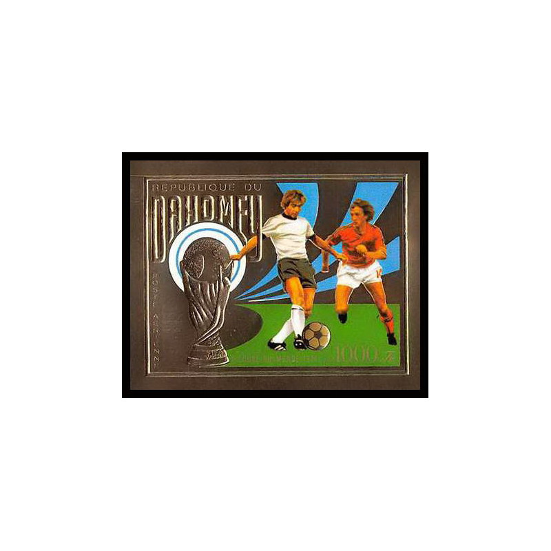 85812b/ N°586 B Football soccer munich 1974 dahomey OR Gold stamps ** MNH Non dentelé imperf